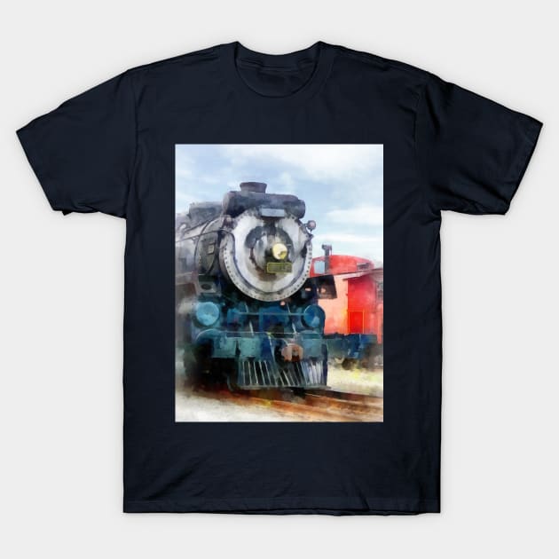 Trains - Locomotive and Caboose T-Shirt by SusanSavad